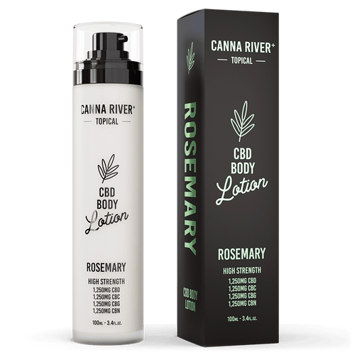 Canna River CBD Body Lotion Rosemary Broad Spectrum 1250mg CBD + 1250mg CBC + 1250mg CBN + 1250mg CBG 3.4oz